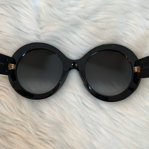NEW GUCCI SUNGLASSES GG0101S 001 WOMEN ROUND GUCCI GG0101S BLACK Glitter Details